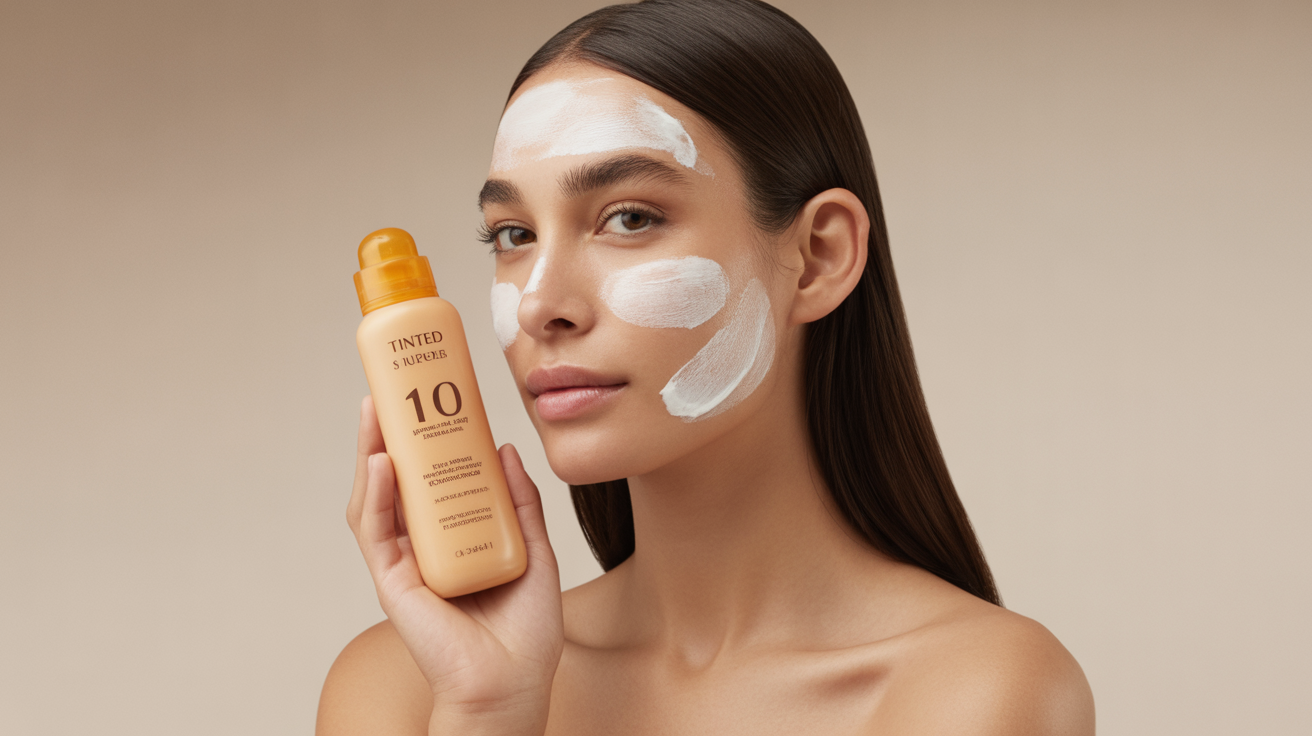 Collection of top rated tinted sunscreens for all skin types in 2025.