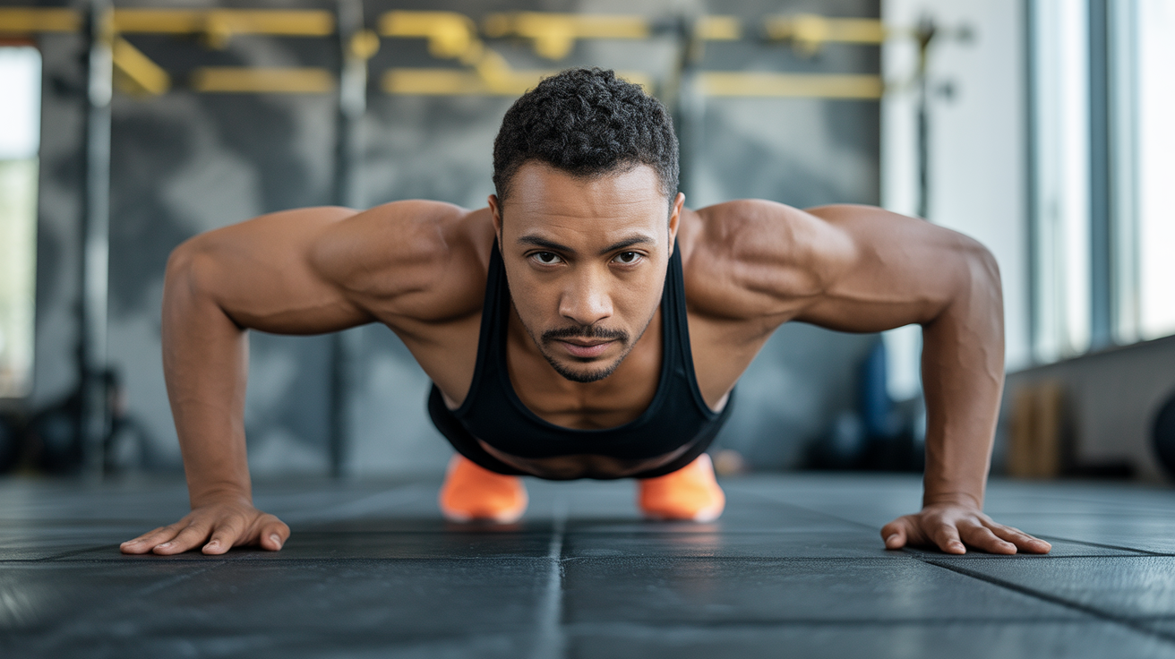 Beginner performing push-up modification with proper form