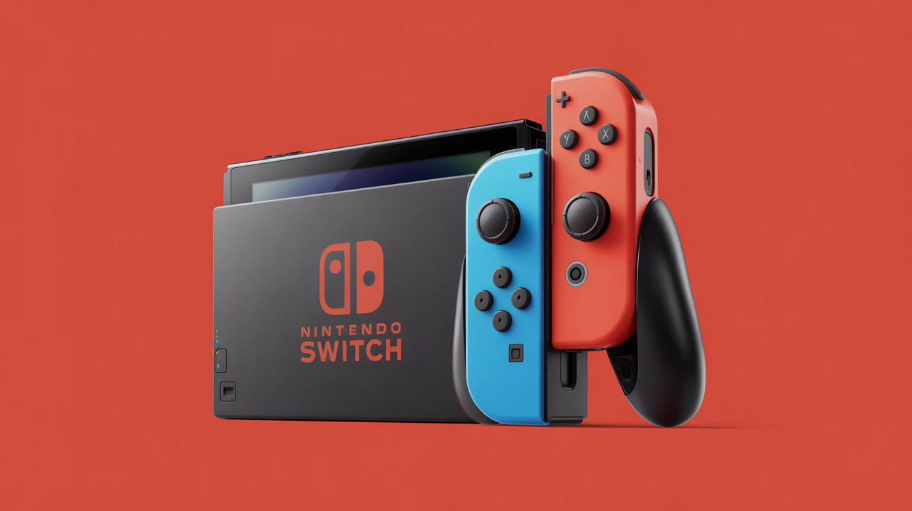 Nintendo Switch 2 console with record-breaking sales graphic
