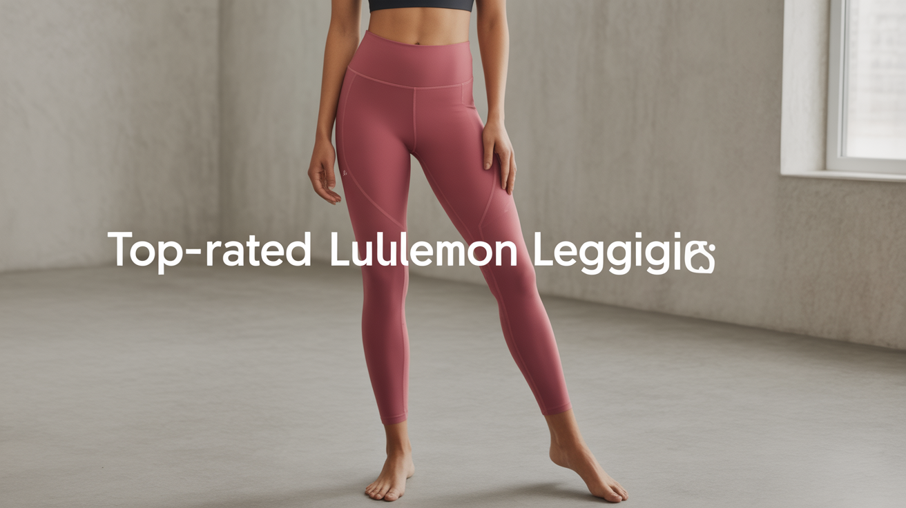 Top-rated Lululemon leggings displayed on a white background