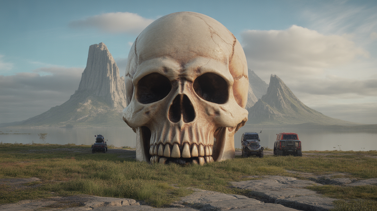 Wizards of the Coast logo alongside a Giant Skull gaming device